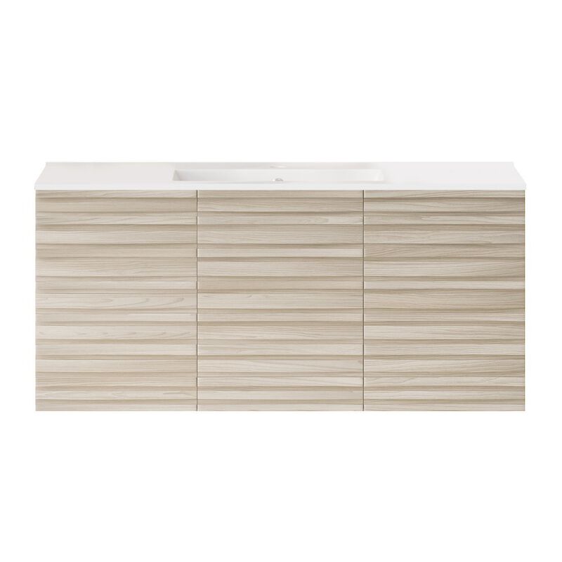 Cascade 48" Wall-Mounted Bathroom Vanity in White Oak with Sink Top image number 0