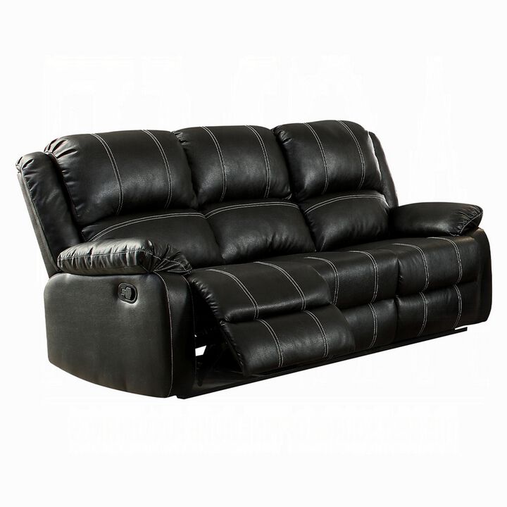 Zuru Motion Manual Recliner Sofa, 3 Seater, Plush Black Faux Leather
