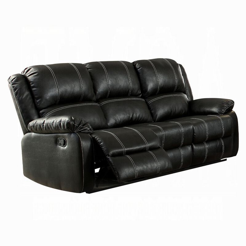 Zuru Motion Manual Recliner Sofa, 3 Seater, Plush Black Faux Leather