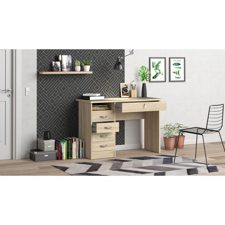 Tvilum Desk with 5 Drawers, Oak