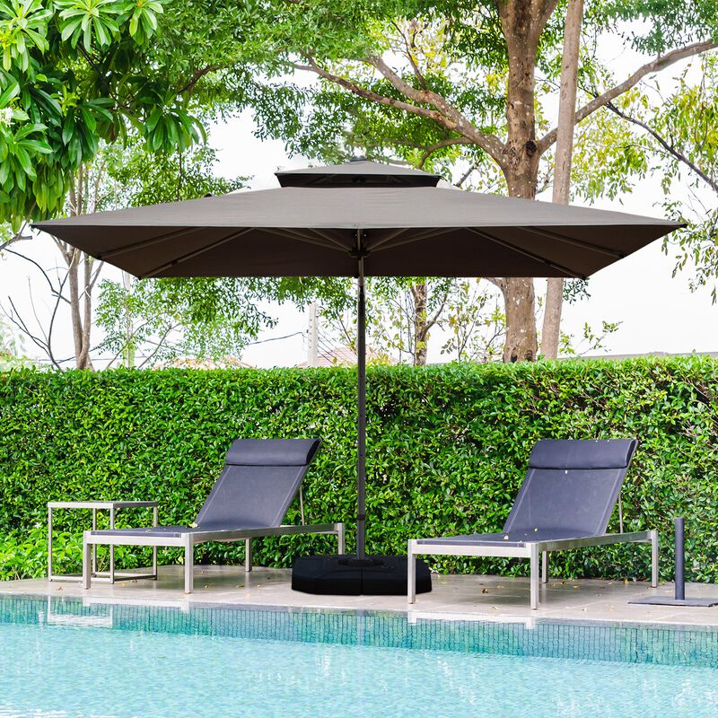 9x11 patio umbrella Mondawe 9 x 11 ft Rectangle Cantilever Umbrella, Offset Patio Umbrella with Aluminum Center Pole (Base Not Included) in Beige