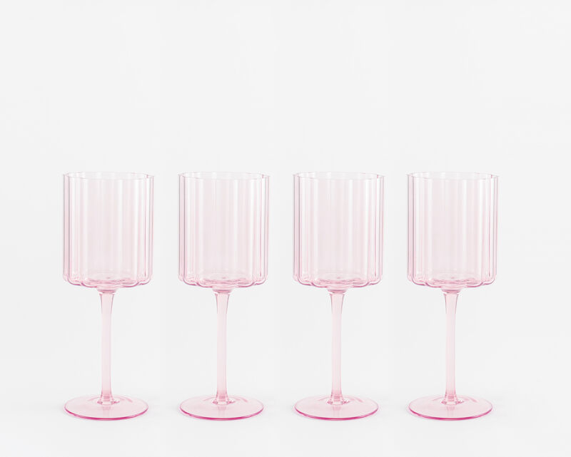 Jeanne Fitz Scalloped Rim Fluted Wine Glass, Set of 4, 12oz, image number 0