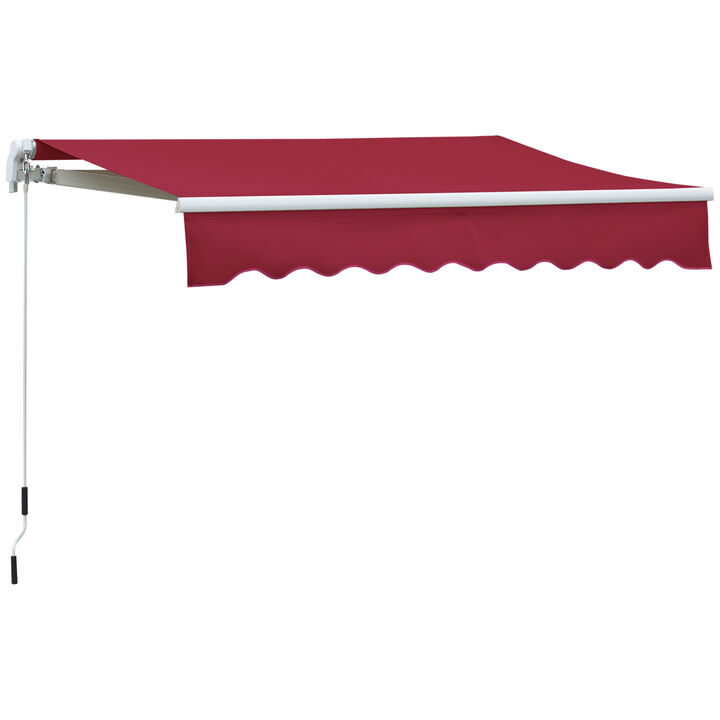 Outsunny 8' x 7' Patio Retractable Awning, Manual Exterior Sun Shade Deck Window Cover, Wine Red