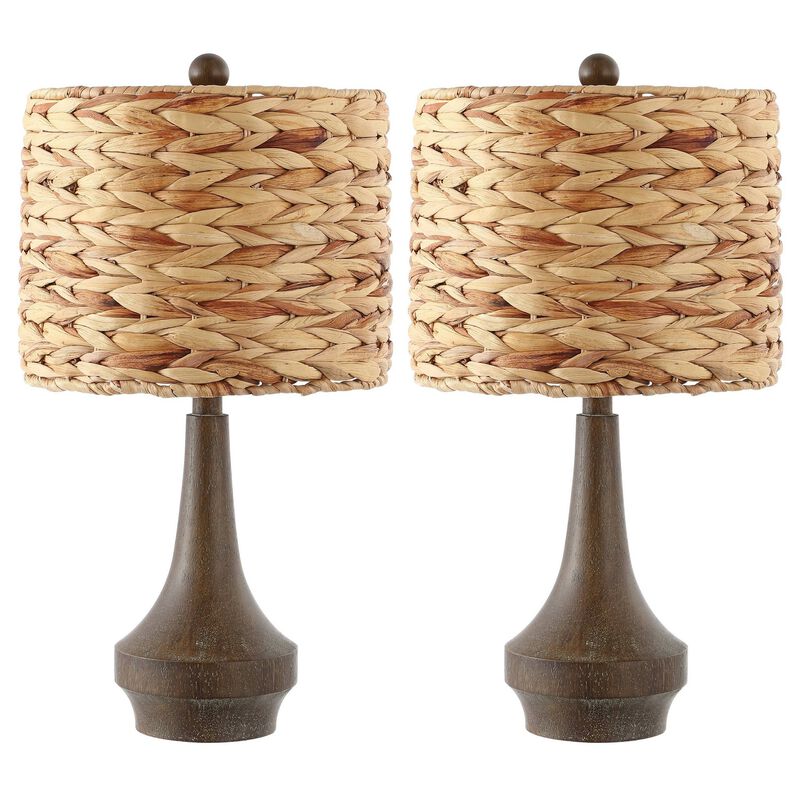 Theodore Rustic Farmhouse Handwoven Rattan/Resin LED Table Lamp