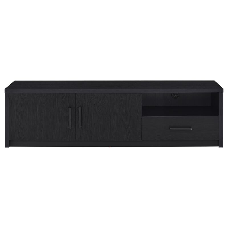 Marge TV Stand Media Console, 2 Doors and Drawer, Black Wood 70 Inch image number 2