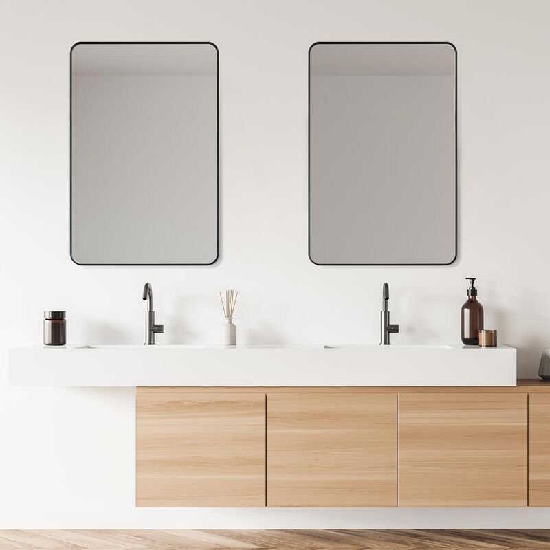 Altair Nettuno 24 Rectangle Bathroom/Vanity Matt Black Aluminum Framed Wall Mirror