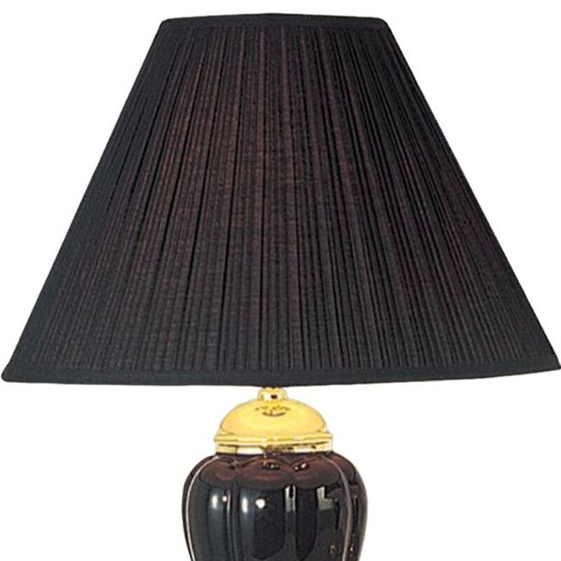 Hivvago 27" Black and Gold Ceramic Urn Table Lamp With Black Empire Shade