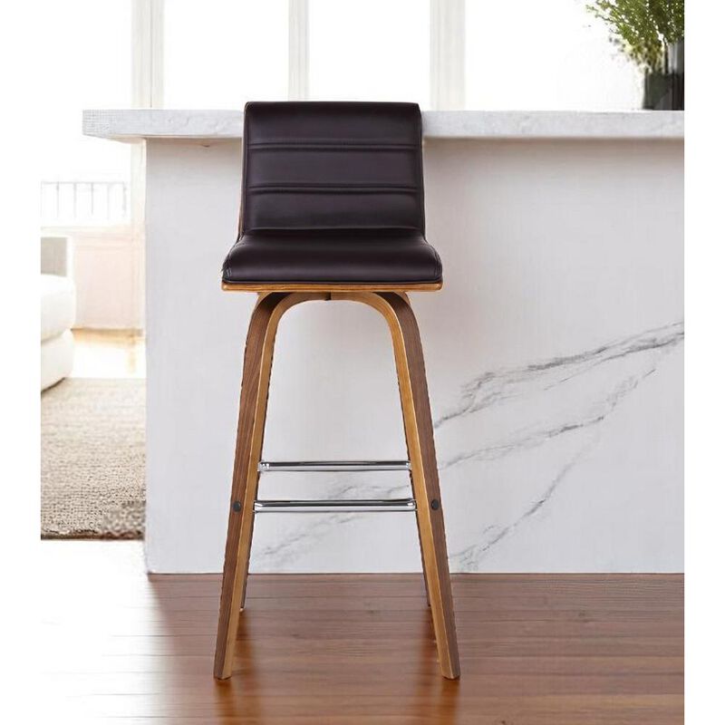 Hivvago 30 Inch Brown Solid Wood Swivel Low Back Bar Height Bar Chair