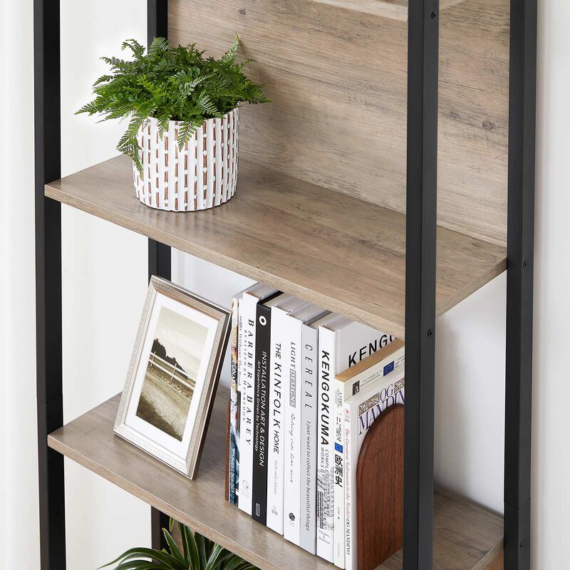 Modern 5-Tier Bookcase with Metal Frame &ndash; Open Shelf Storage Rack for Books, Decor and Plants
