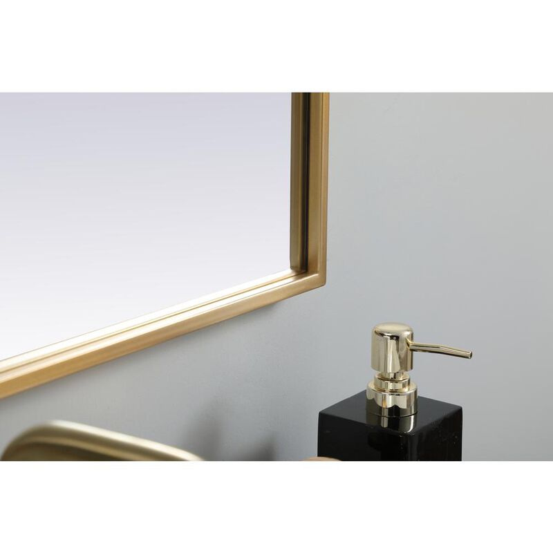 Elegant Decor Metal Frame Arch Mirror 27x30 Inch in Brass