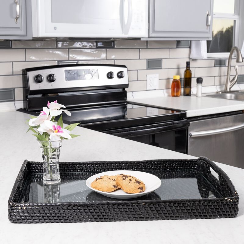Saboga Home&trade; Rectangular Tray with Glass Insert image number 1