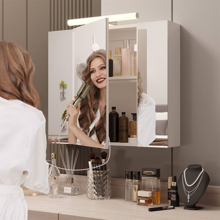Hivvago Wall Mounted Bathroom Mirror Medicine Cabinet with USB Ports and LED Light