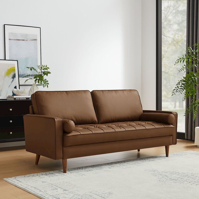 Modway Valour Tufted Vegan Leather Sofa image number 7