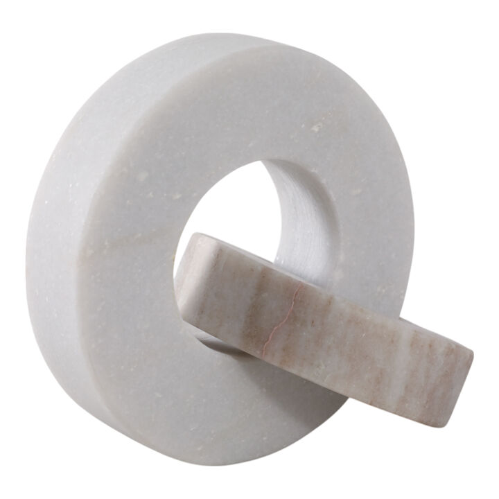8x6" Marble Double Ring, White/ Beige