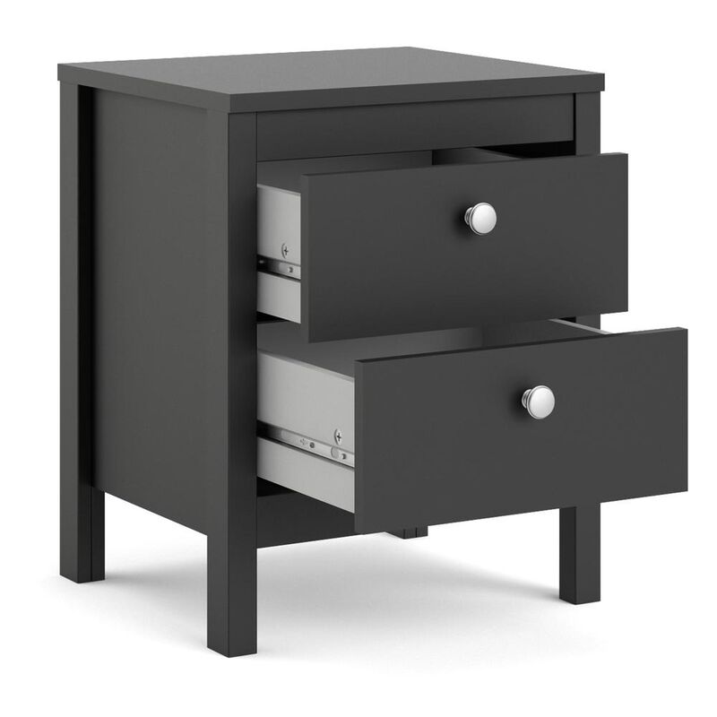Tvilum Madrid 2 Drawer Nightstand, Black Matte
