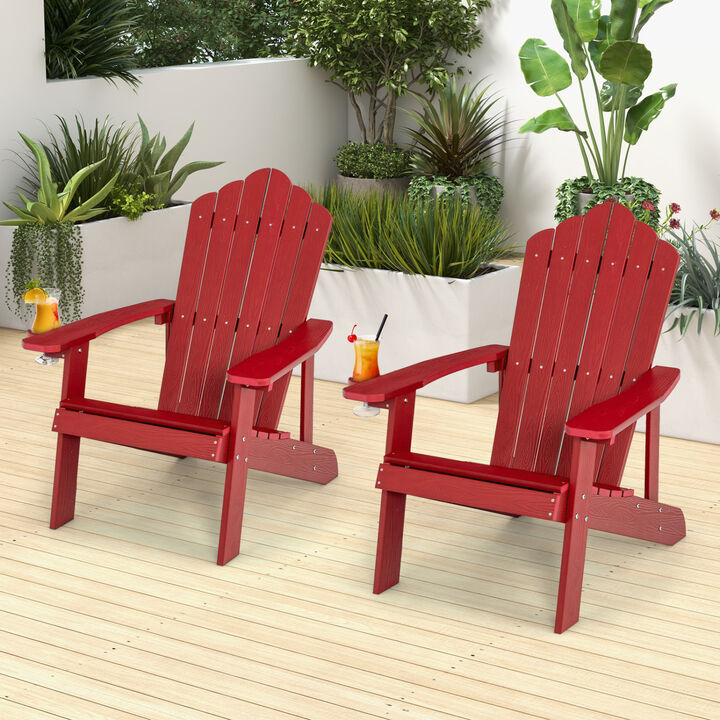 Set of 2 Adirondack Chairs with Ergonomic Design for Outdoor Spaces
