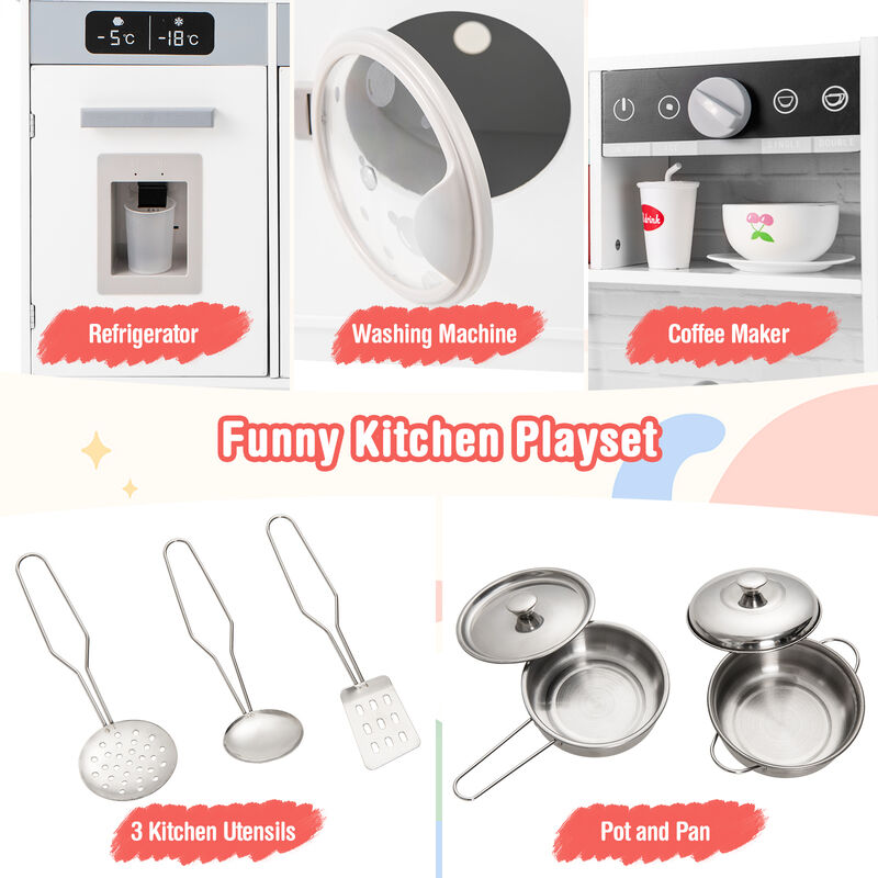 Pretend Play Kitchen Toy Set with Accessory Playset Real Lights & Sounds for Interactive Fun