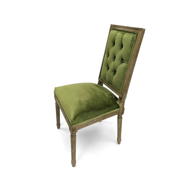 Green Velvet Louis Side Chair image number 1