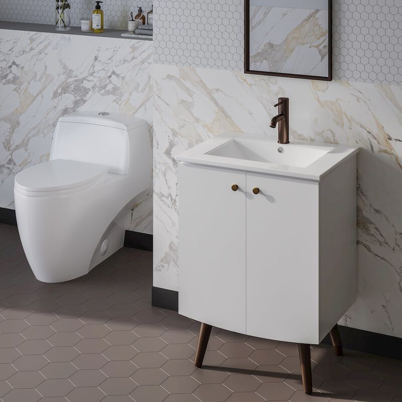 Manoir 24" Freestanding Bathroom Vanity in White with Sink Top image number 5