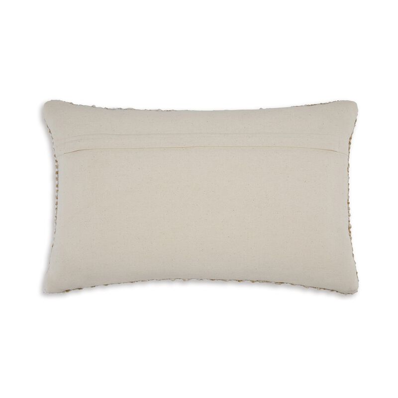 Anye 14 x 22 Lumbar Throw Pillow Set of 4, Handwoven Striped Tan Ivory Wool - Benzara image number 3