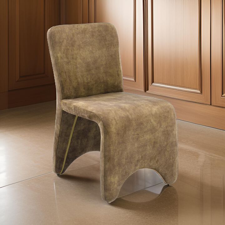 Cid Lou 19 Inch Side Dining Chair Set of 2, Brown Polyester, Panel Frame
