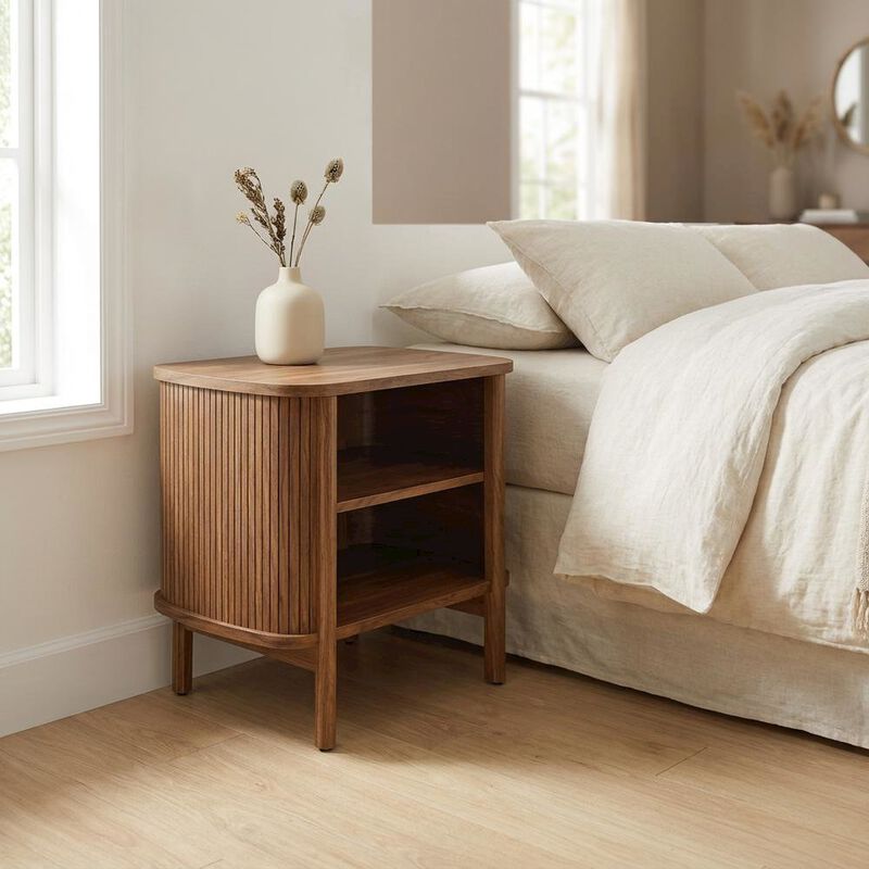 Nightstand with Open Storage in Black, for Bedroom Living Space image number 2