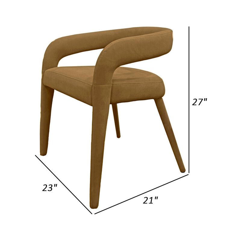Lon 23 Inch Dining Chair, Cushioned Seat, Curved Open Back, Tan Polyester - Benzara image number 4