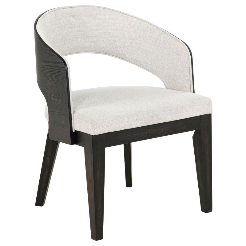 Lina Dining Arm Chair Set of 2, Cream Barrel Back, Brunished Black image number 2