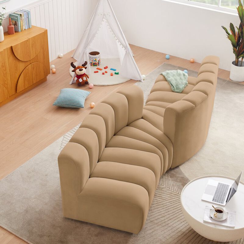 Meridian Furniture Arc Camel Velvet Modular Sofa