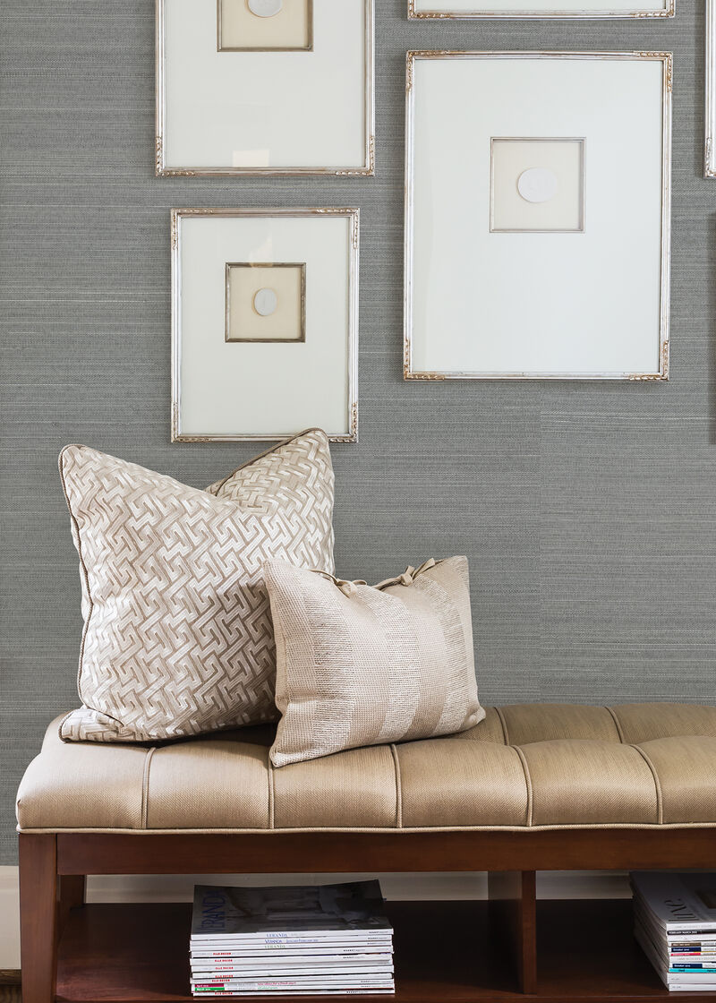 Binan Grey Grasscloth Wallpaper image number 1