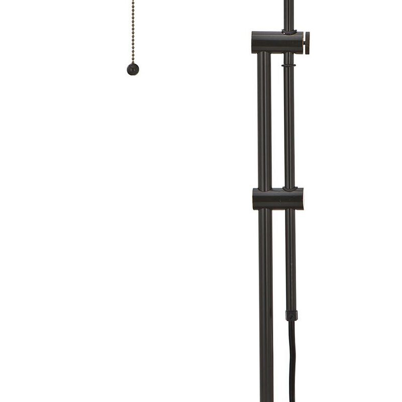 Metal Rectangular Desk Lamp with Adjustable Pole, Black-Benzara