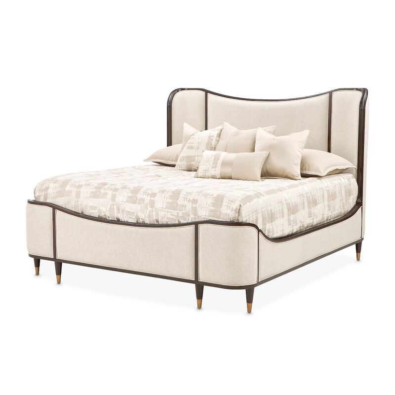 Michael Amini Camellia Field King Upholstered Bed - Warm Pecan