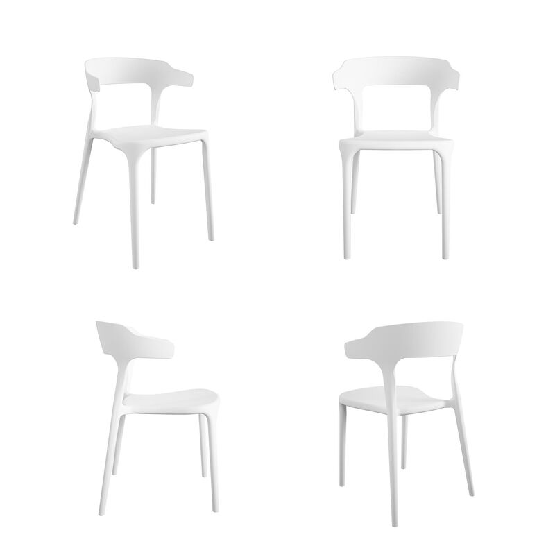 Novogratz Poolside Collection, Felix Stacking Dining Chairs, Indoor/Outdoor, 2-Pack, White