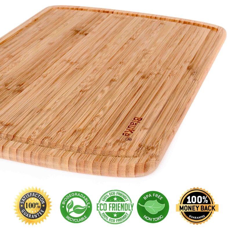 Extra Large Wood Cutting Board 18x12 inch - Butcher Block with Juice Groove, Serving Tray - Wooden Chopping Board for Kitchen