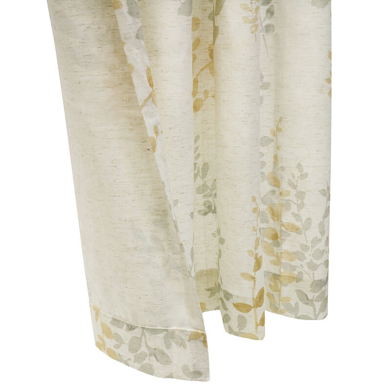 Habitat Lana Light Filtering Grommet Curtain Panel Two Tone Leaf Branches Bouquet Faux Linen Fabric Designed Ivory