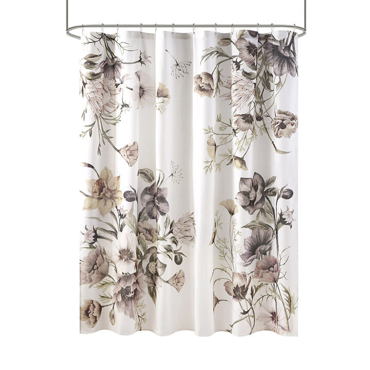 Gracie Mills Kyrie Floral Print Cotton Shower Curtain