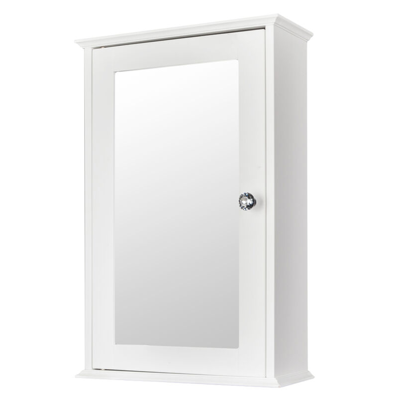 Wall-Mounted Bathroom Cabinet with Single Mirror Door & Shelf Space-Saving Storage Solution