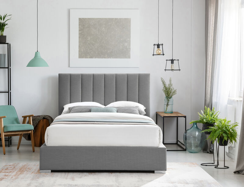 Meridian Furniture Pierce Grey Linen Textured Fabric King Bed image number 7