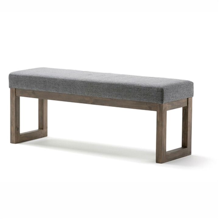 Hivvago Modern Wood Frame Accent Bench Ottoman with Grey Upholstered Fabric Seat
