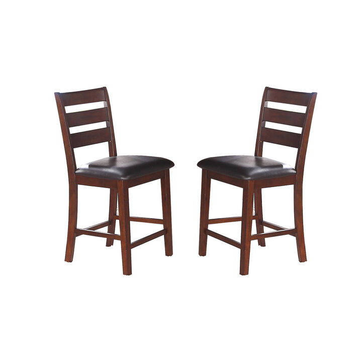 Sara Ladder Back Dining Height Chairs in Brown, Set of 2