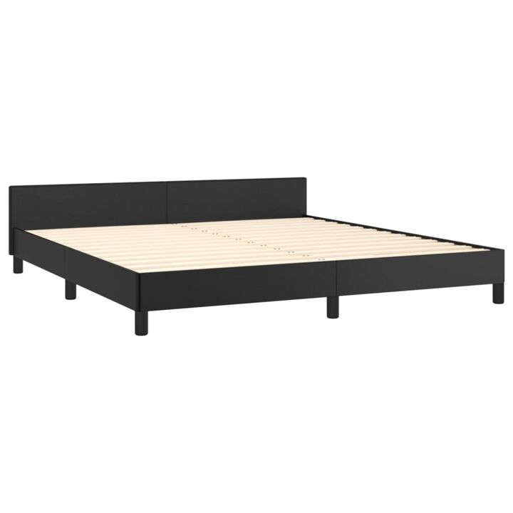 vidaXL Faux Leather Bed Frame with Headboard, California King Size, Black, Durable Plywood and Engineered Wood Construction, Modern Design for Optimal Comfort