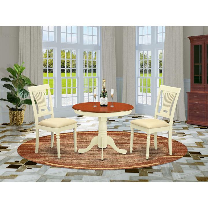 3 Pc Kitchen nook Dining set-round Table plus 2 Chairs for Dining room