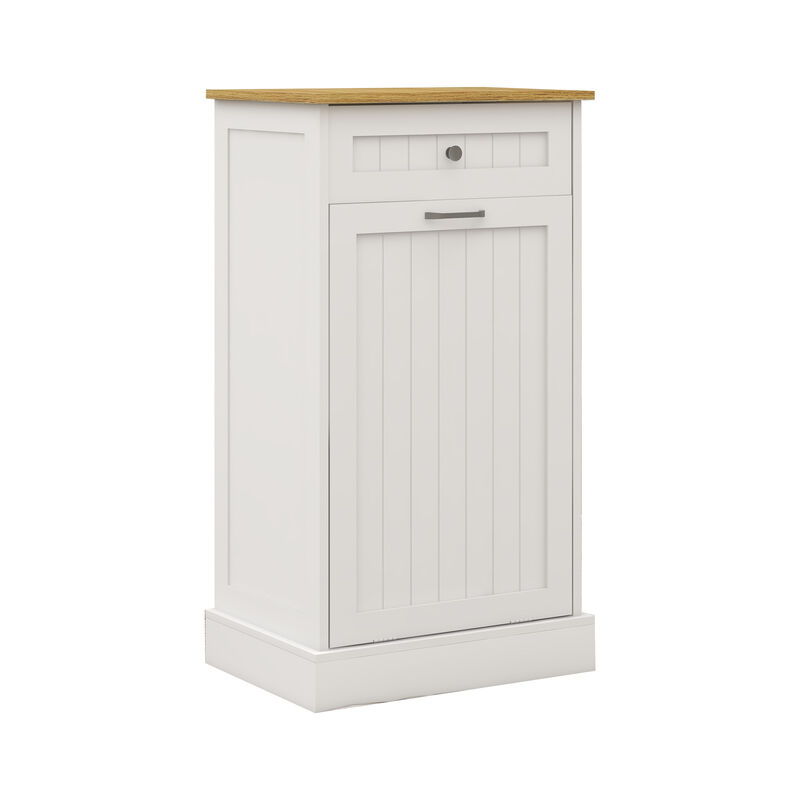 19.68 in. W x 13.77 in. D x 35.62 in. H Ready to Assemble Trash Can Kitchen Cabinet
