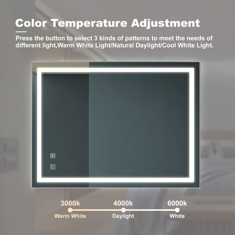 ELEMENT ACE 32x24 Inch Bathroom LED Vanity Mirror with Dimmable Touch and Anti-Fog Technology image number 6