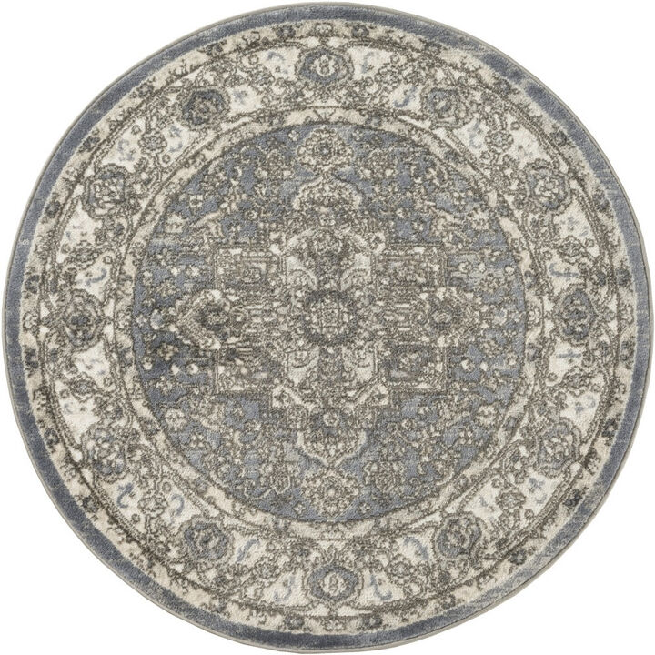 HomeRoots Floral Power Loom Round Rug