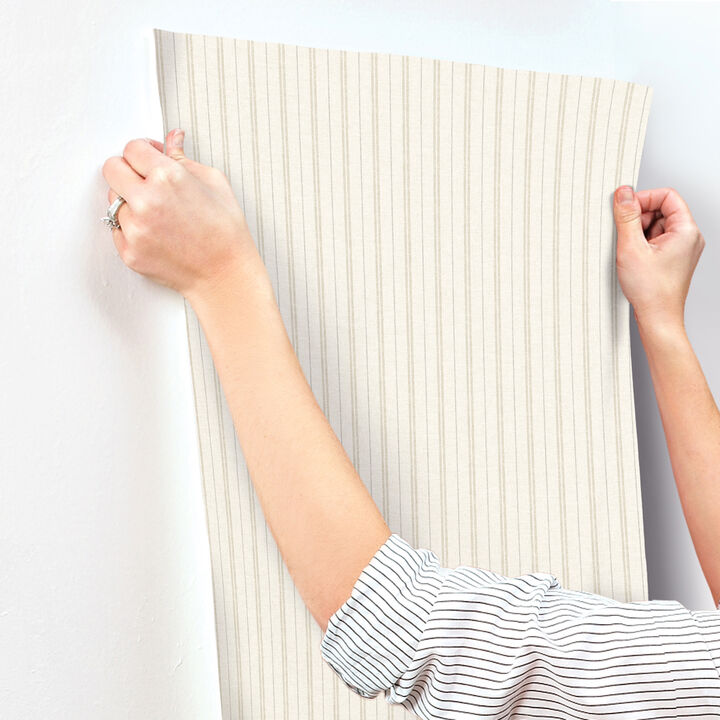 Harville Beige Double Stripe Wallpaper