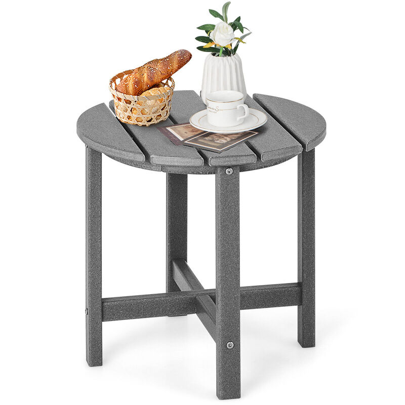 Round Adirondack Side Table Weather Resistant for Patio Deck or Garden image number 0