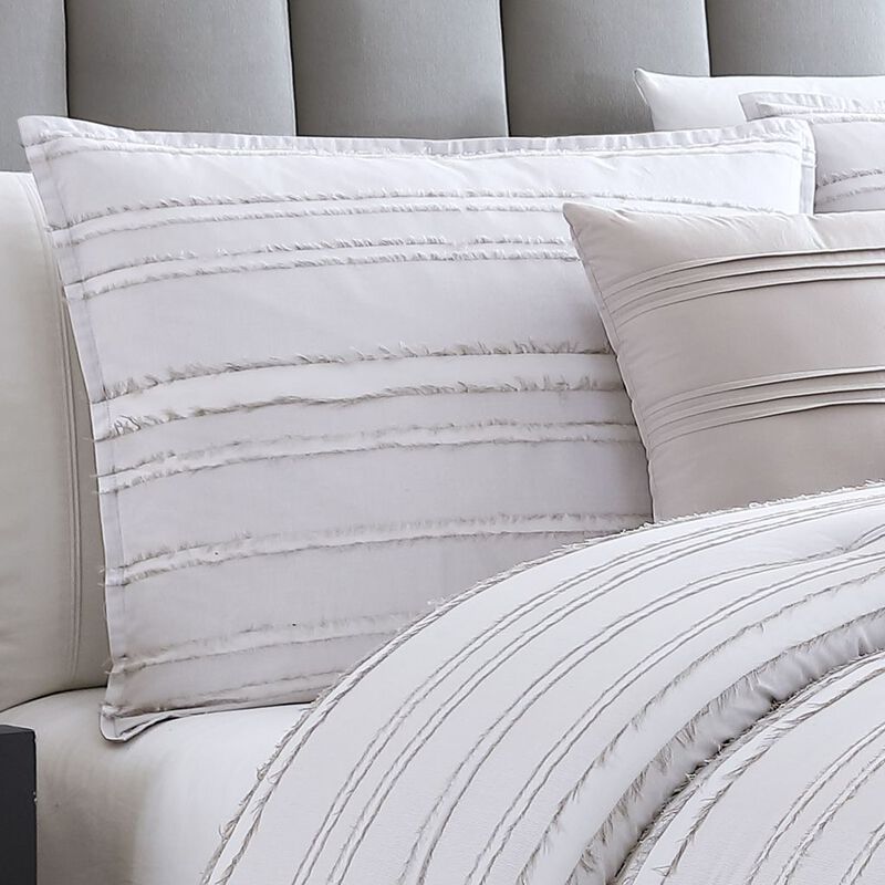 Gray Eyelash 6 pc Queen Comforter Set