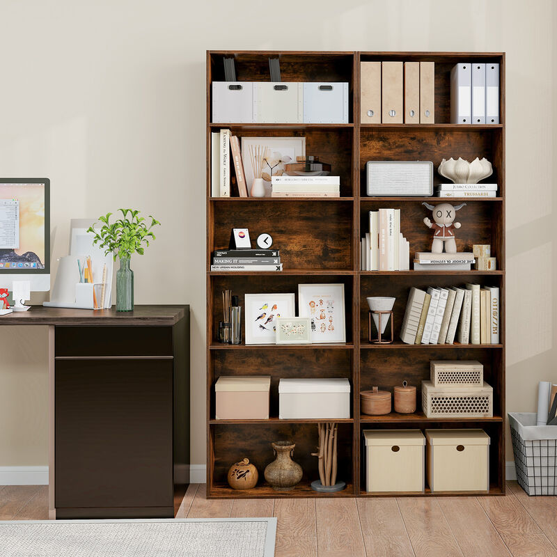 Freestanding 6-Tier Bookcase with Open Storage and Anti-Tip Protection