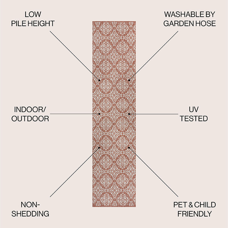 Amora Traditional Mediterranean Tile Design Indoor/Outdoor Area Rug